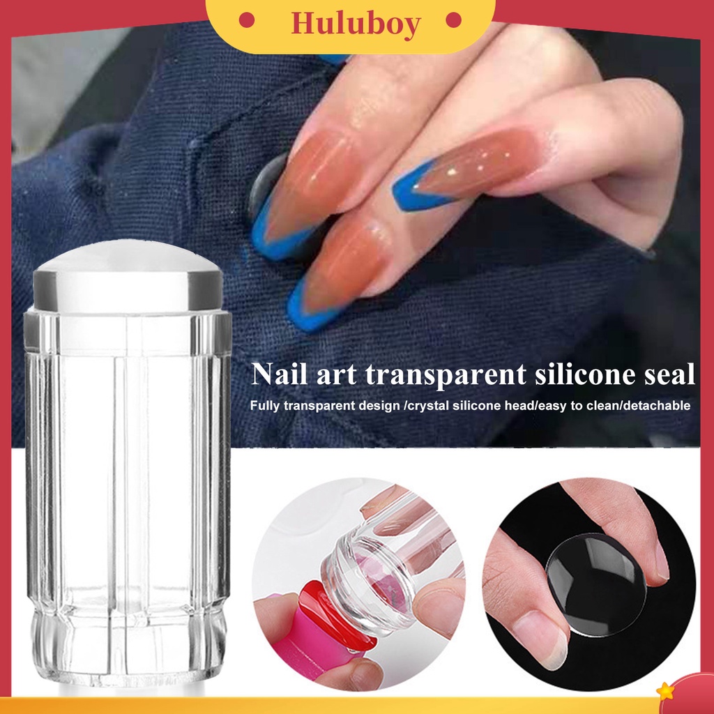 Huluboy Huluboy♡ Stempel Kuku Bahan Silikon Dapat Dilepas Dengan Scraper Untuk Manicure