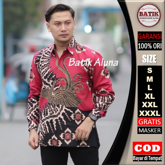 Batik Pria Lengan Panjang Modern Slim Fit Premium Original Batik Laki Laki Kemeja Batik Pria Baju Batik Pria Lengan Panjang Modern Limited Edition FASHION BATIK ALUNA