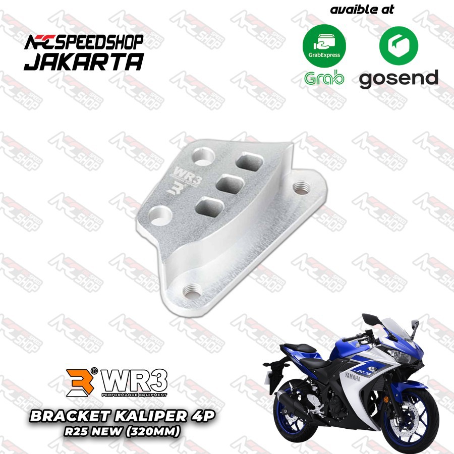 Bracket / Breket Kaliper WR3 Depan 320mm Yamaha R25 New - Silver