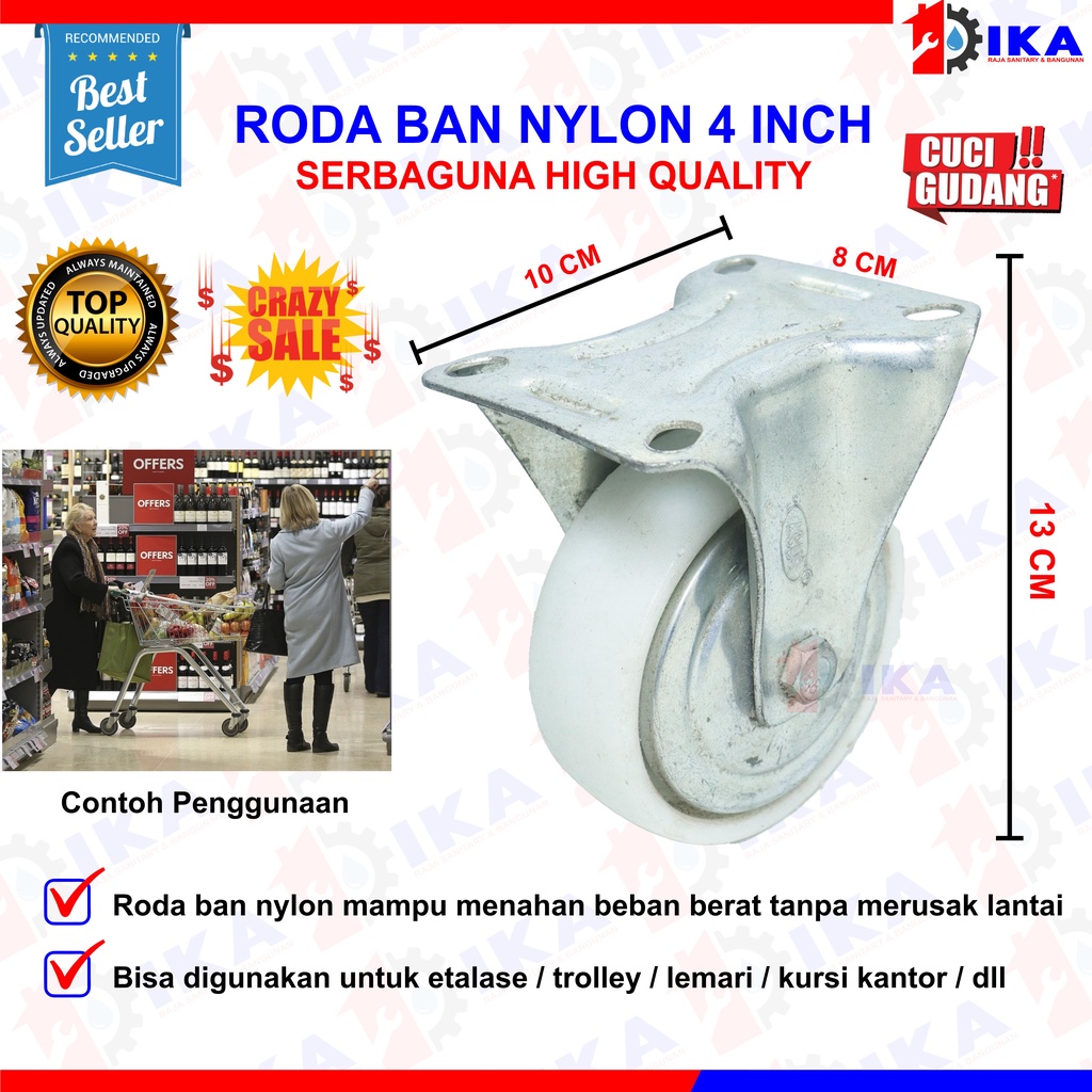 CRAZY SALE | Roda Nilon Nylon murah / Nilon Abus 4 inch mati