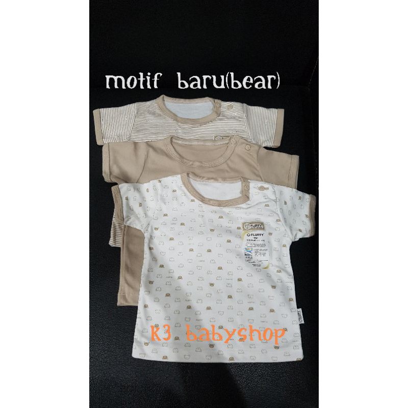 Oblong Pendek Bis Rib Fluffy seri khaki coklat putih white kaos bayi anak SNI baju rumah