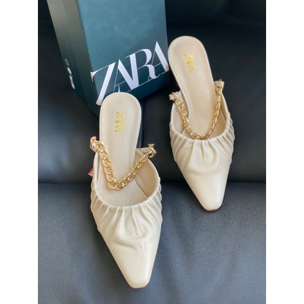 Zara Heeled Mules With Chain