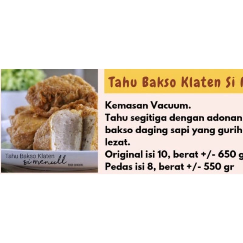 

tahu bakso klaten original isi 10, pedas isi 8