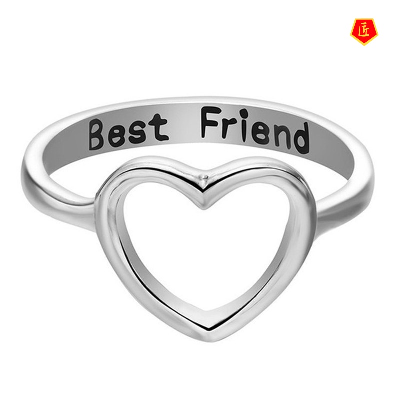 [Ready Stock]14K Gold Best Friends Hollow Heart Ring