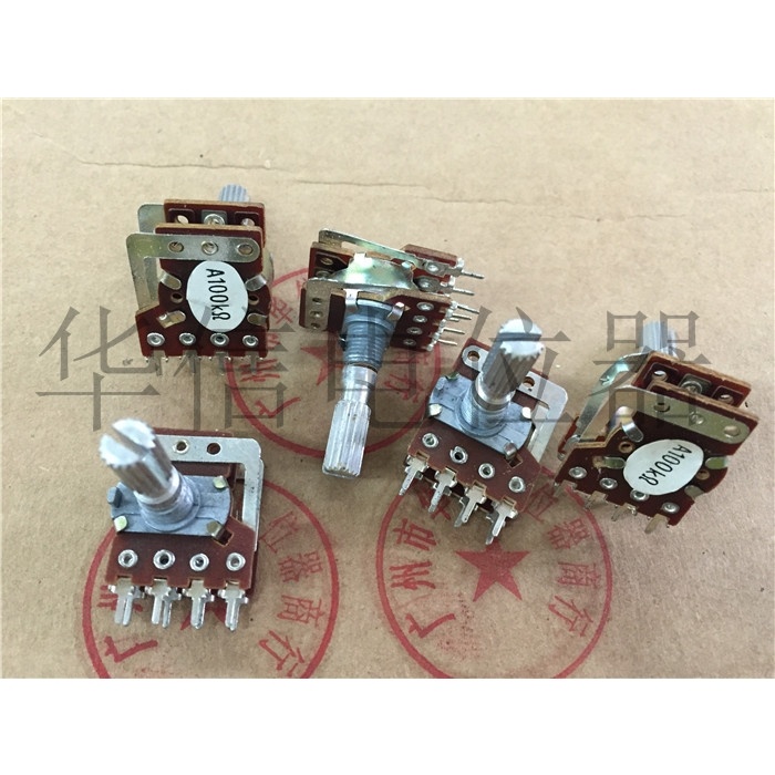 5pcs Potentiometer Ganda Tipe 148 A100K Dengan Gagang Laci Panjang 25MM 8 Pin
