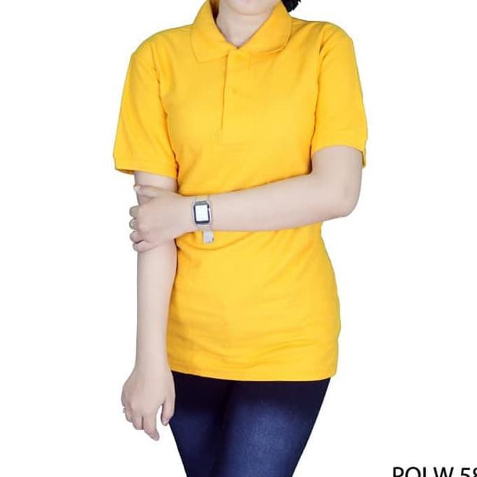 Terlaris Polo T-Shirt Wanita Kuning Emas Polw 58 - Kuning, L