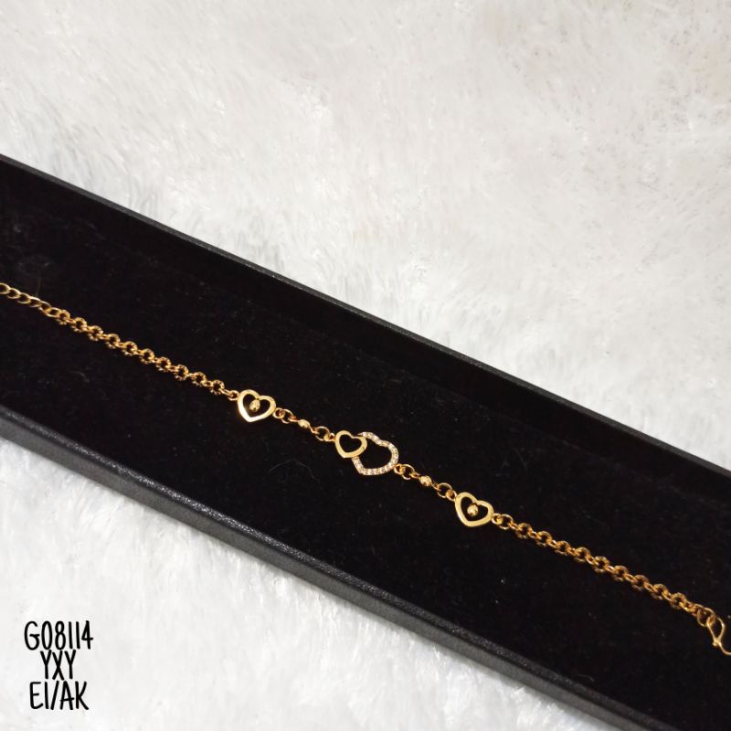 Gelang Yaxiya Rantai Love Zircon Gold G08114