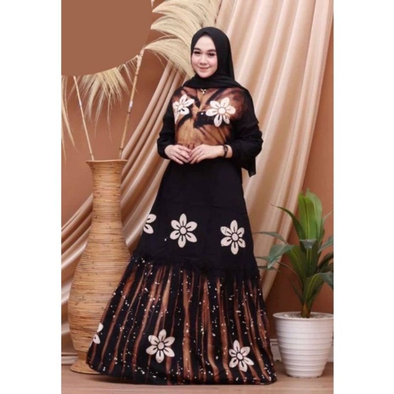 Batik Usman - Terbaru 2022 Gamis Twill Rayon Pekalongan Home Dress Busui Jumbo Gamis Rayon