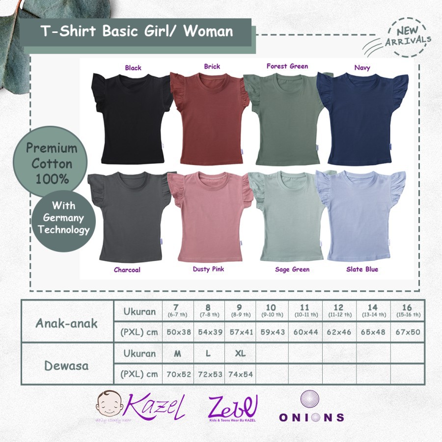 Zebe - Basic Tshirt Girl / Kaos Anak