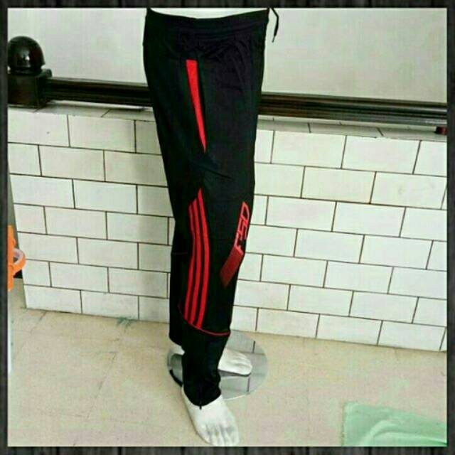 Celana Training Adidas Hitam List Merah (7112)