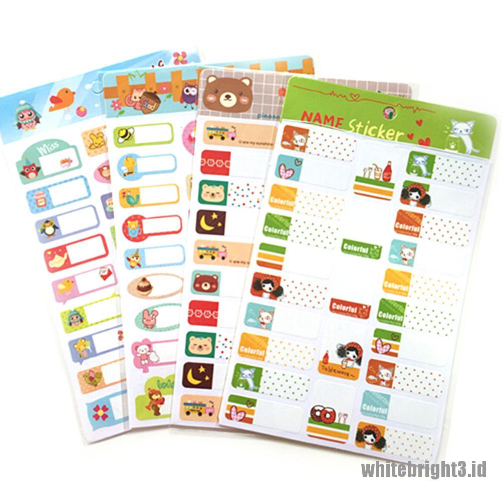 (white3) Stiker Label Nama Removable Untuk Buku Catatan Sekolah