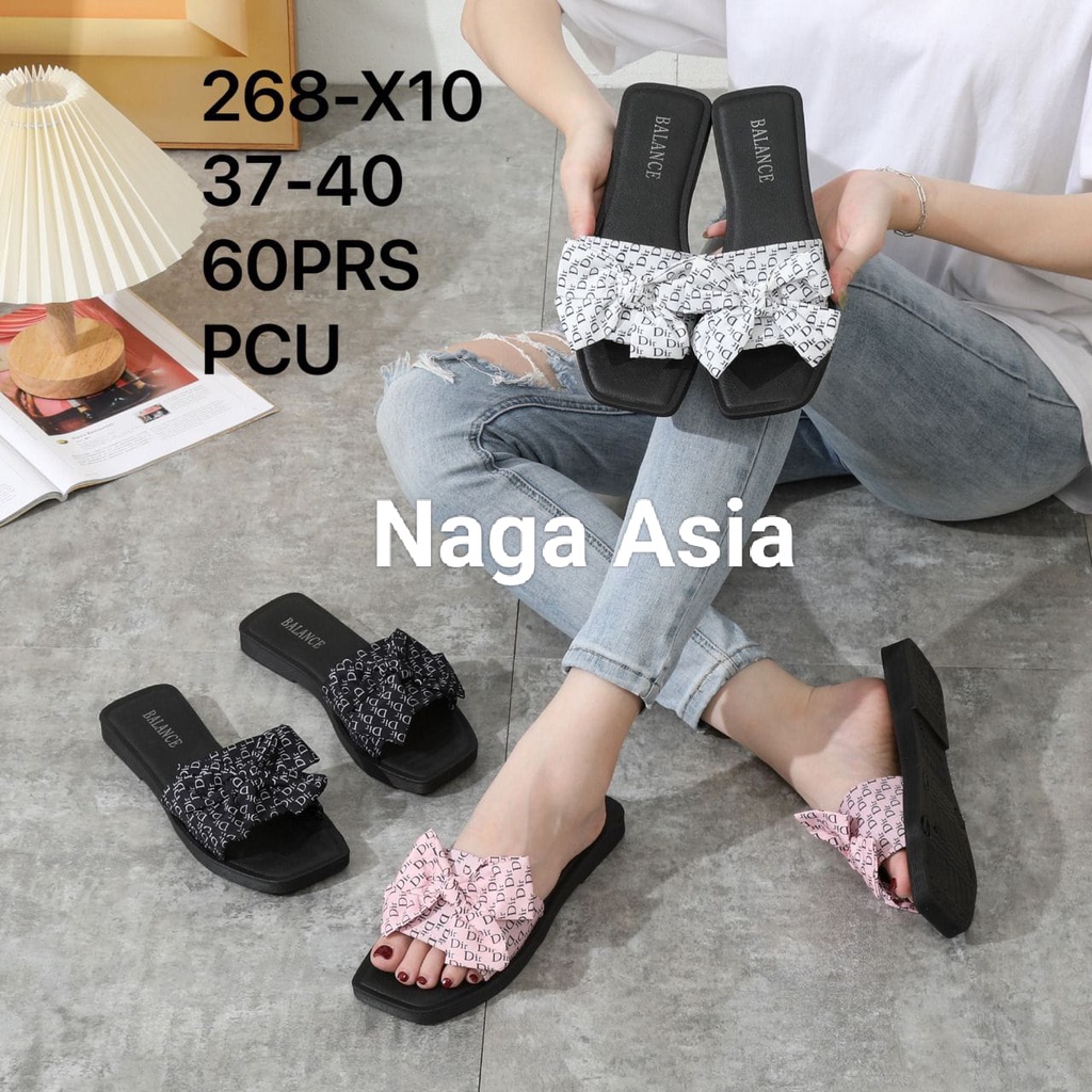 Sandal Selop Wanita Motif Pita cc Balance 268-x8 size 37-40/ dua variasi