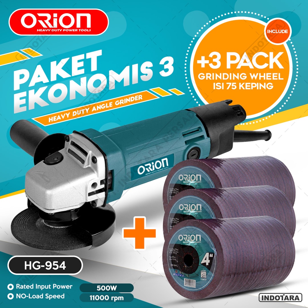 Paket Ekonomis 3 - Gerinda Tangan Orion HG954 - 3 Pack Mata Gerinda Poles