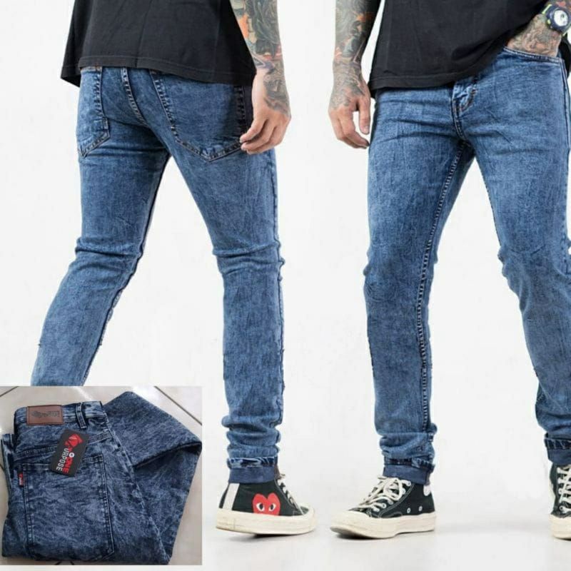 0CELANA JEANS PRIA Celana Jeans Pria Snow Wash Original celana panjang pria