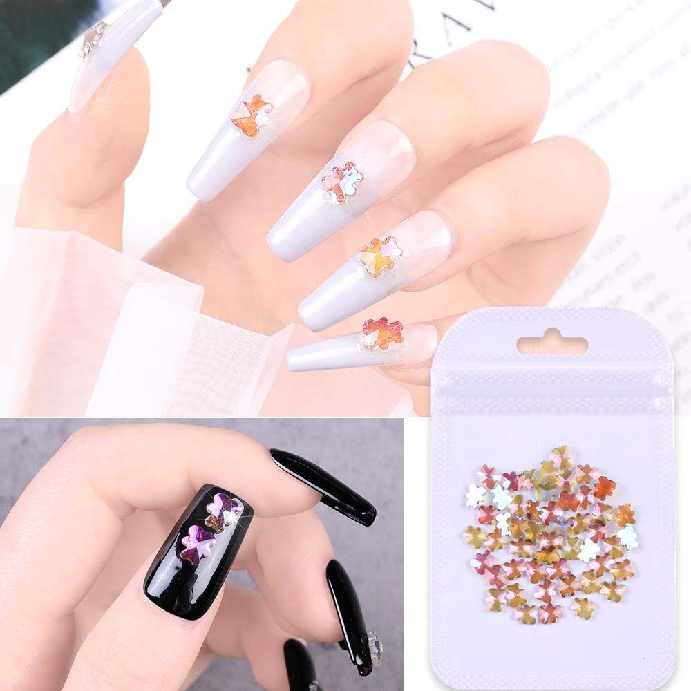 Mxbeauty Aurora Nail Art Rhinestones Wanita Jepang Cinta Hati Berbentuk Tidak Teratur Segitiga Hiasan Kuku 3D Perhiasan Kuku