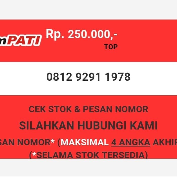 Nomor cantik Telkomsel murah tahun lahir 1978 simpati & loop T0888-250