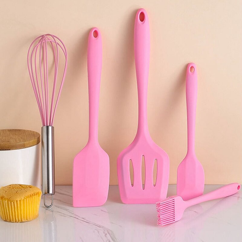 Spatula Silikon Set Baking Prop  Alat Masak 5 in 1 Sutil Kuas Silikon Tahan Panas Spatula Plastik