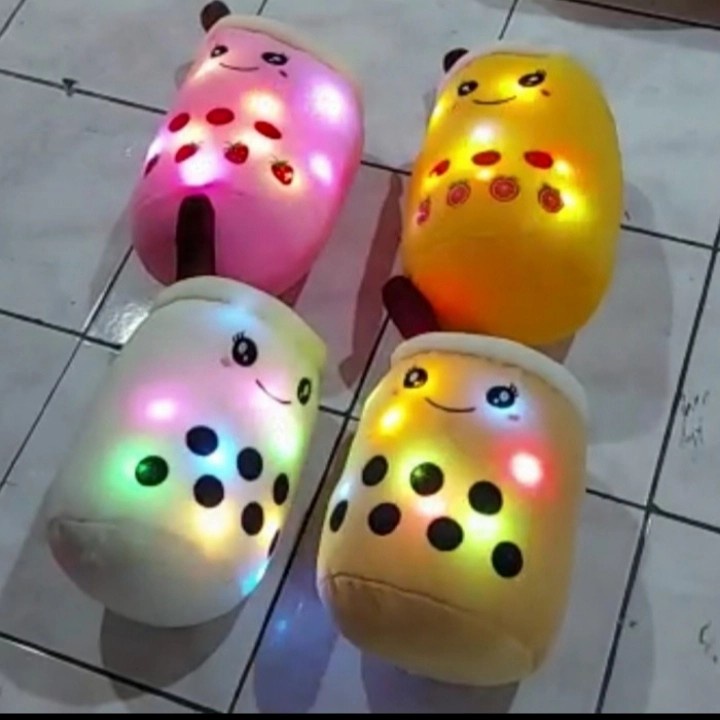 Boneka Boba LED Menyala Tinggi 30cm / Boneka Boba Milk Tea / Bantal Nyala LUCU IMUT