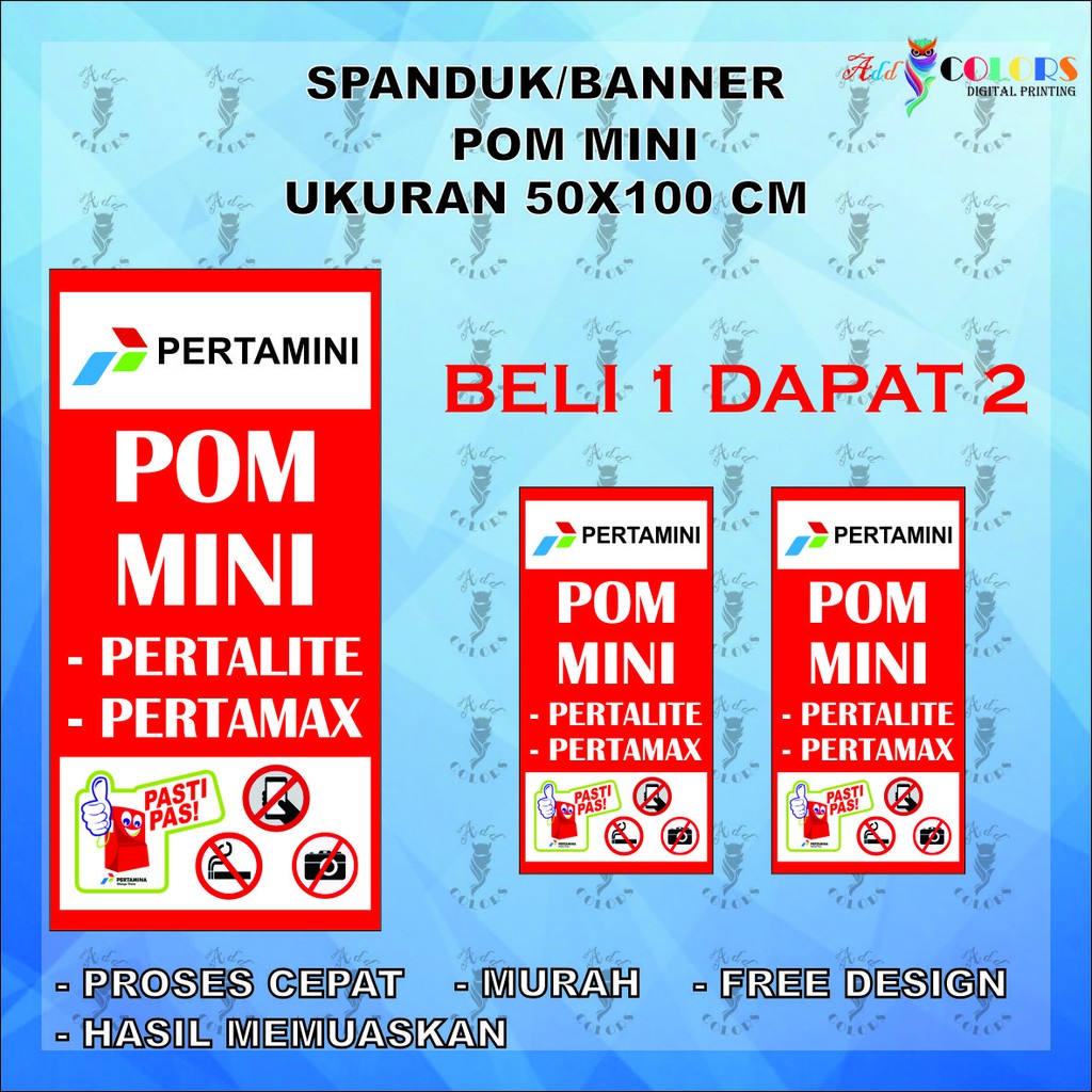 Banner/Spanduk Pom Mini Ukuran 50x100 cm Dapat 2