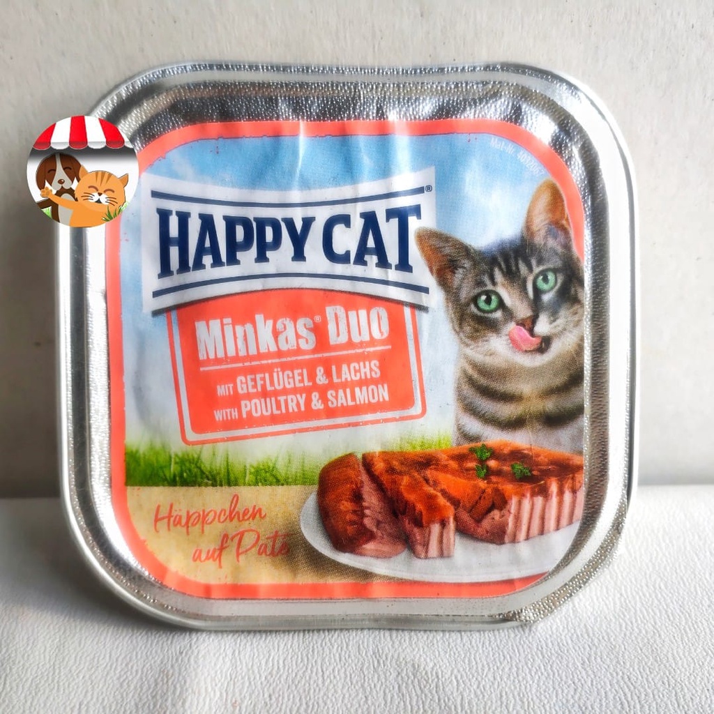 Happy Cat Minkas Duo Makanan Kucing Basah Ayam dan Salmon 100gr