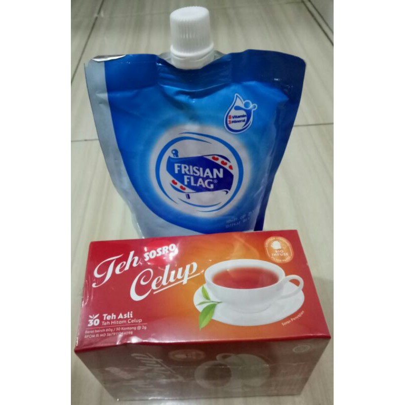 

Paket hemat susu kental manis frisian flag 280g/teh celup sosro isi 30 kantong