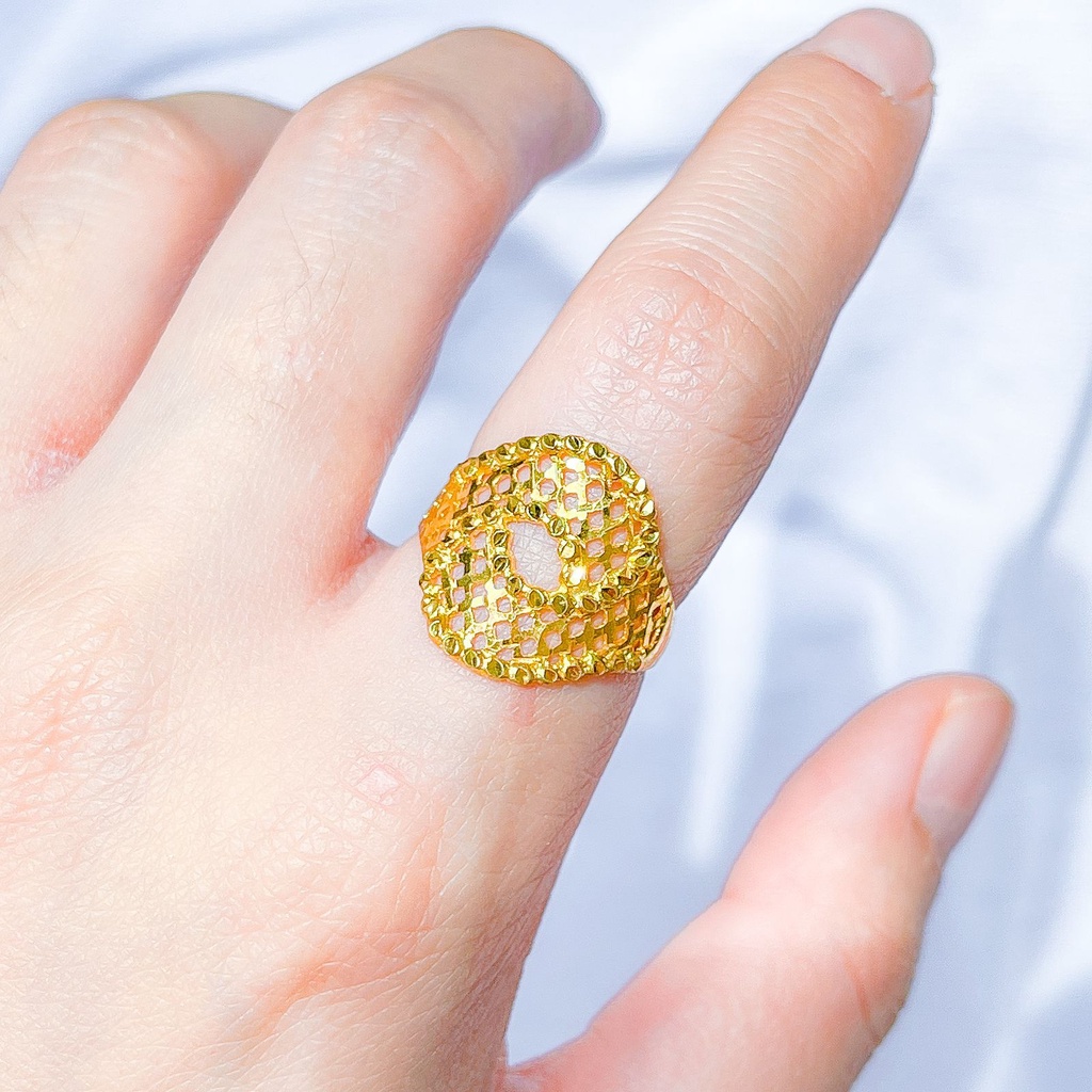 NEW! Cincin anak dan dewasa emas asli kadar 70 lokal 65% kerawang krawang lebar besar oval tanpa permata 2 gram mas kuning kilat