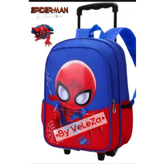 TAS TROLI TAS DORONG RANSEL ANAK CANVAS KARAKTER SUPERHERO SPIDERMAN - TAS TROLI