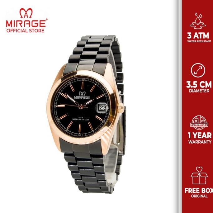 Premium Jam Tangan Mirage Stainless Steel Series TS195M Black Rosegold