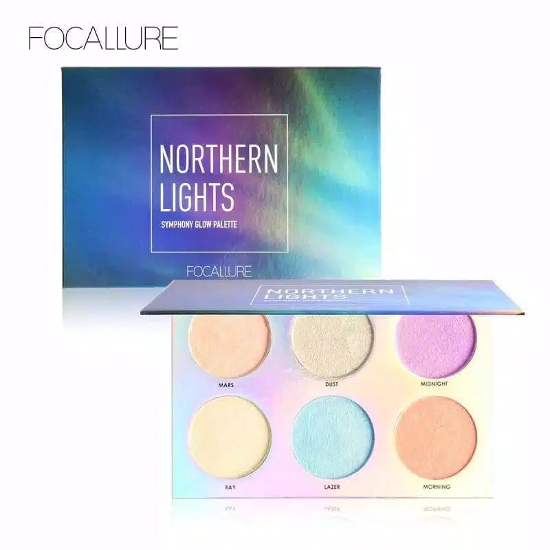 FOCALLURE Shimmer &amp; Highlighter Palette 6 Colors Northern Light ORI