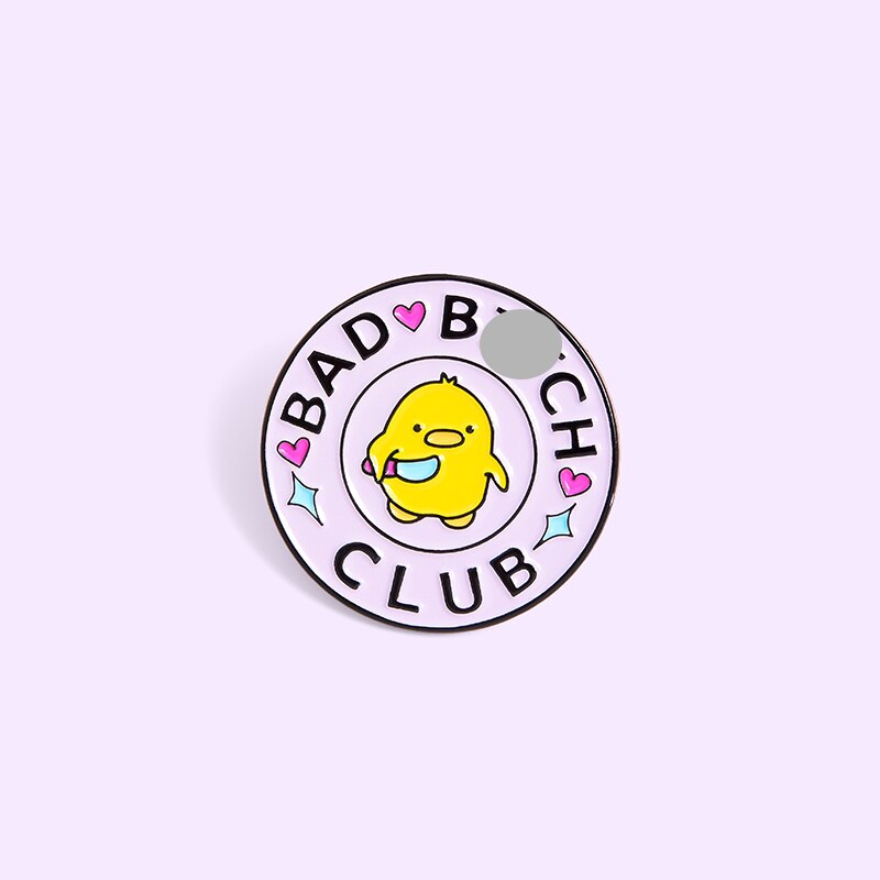 Bad BCH Club Bros Pin Enamel Bulat Motif Anak Ayam Untuk Aksesoris Tas / Kemeja / Hadiah Teman