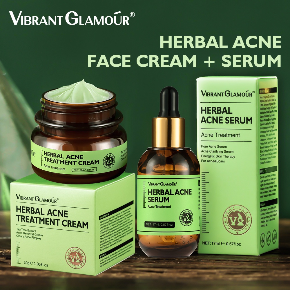 VIBRANT GLAMOUR Herbal Acne Treatment Cream / Acne Treatment Serum-Krim Perawatan Jerawat Tea Tree Oil penghilang jerawat Menghilangkan Pimple Dan Mengencangkan Pori-pori Kulit Berminyak Kulit Berjerawat