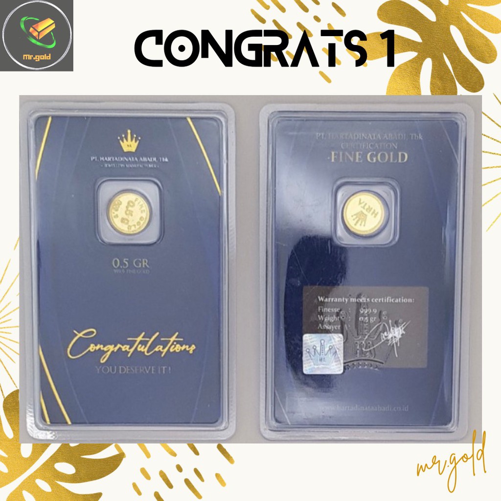 EMAS LOGAM MULIA MINI HARTADINATA ABADI 0.5 GRAM EDISI CONGRATS 1 GIFT SERIES ACC LM HT / LM HRTA