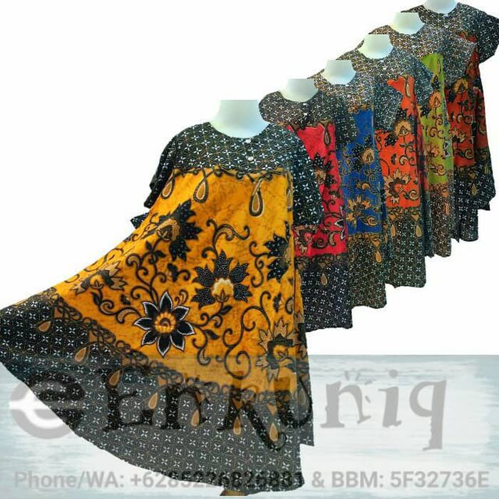 Daster Payung Batik Pekalongan / Daster Hamil / Busui / Kancing PN002 - Biru