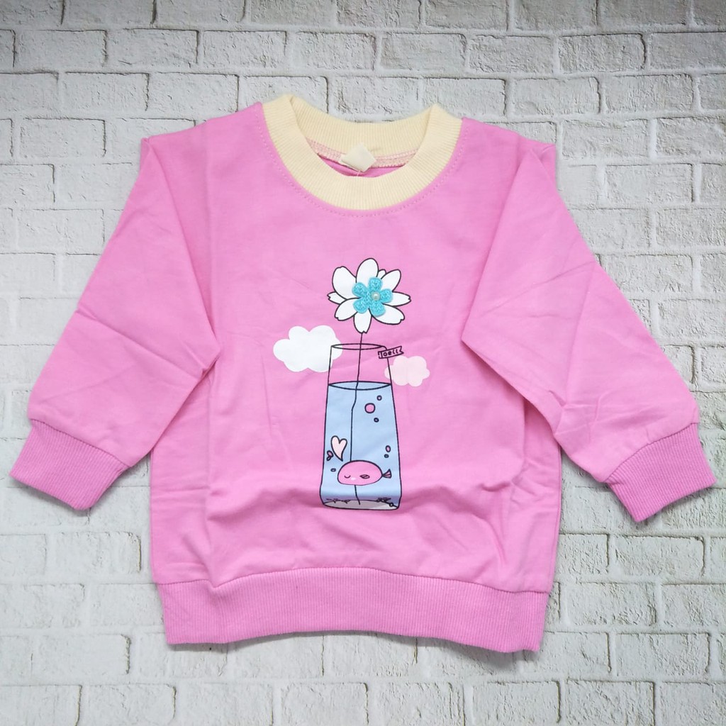 Sweater / Baju anak perempuan lucu murah usia 1-4 thn 100% import kualitas premium gambar FLOWER