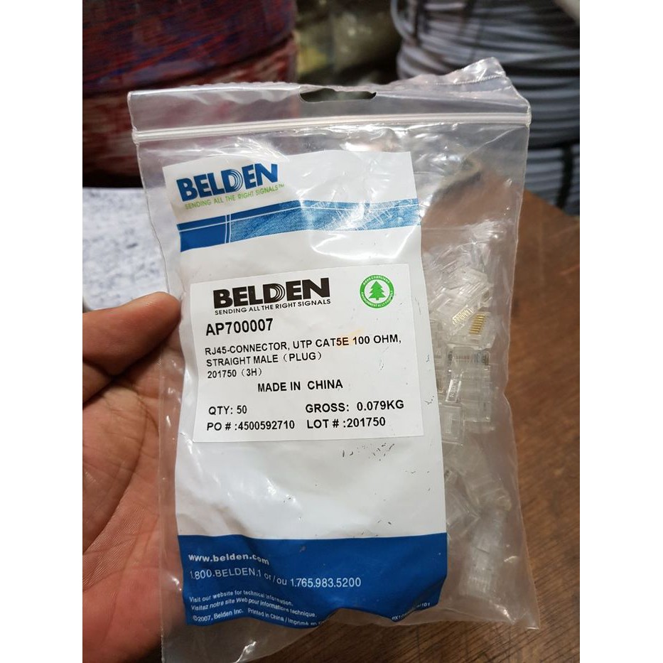 Konektor RJ 45 Belden Original / Connector RJ-45 Cat5e isi 50 pcs - Jack RJ45 Belden Cat 5E ASLI