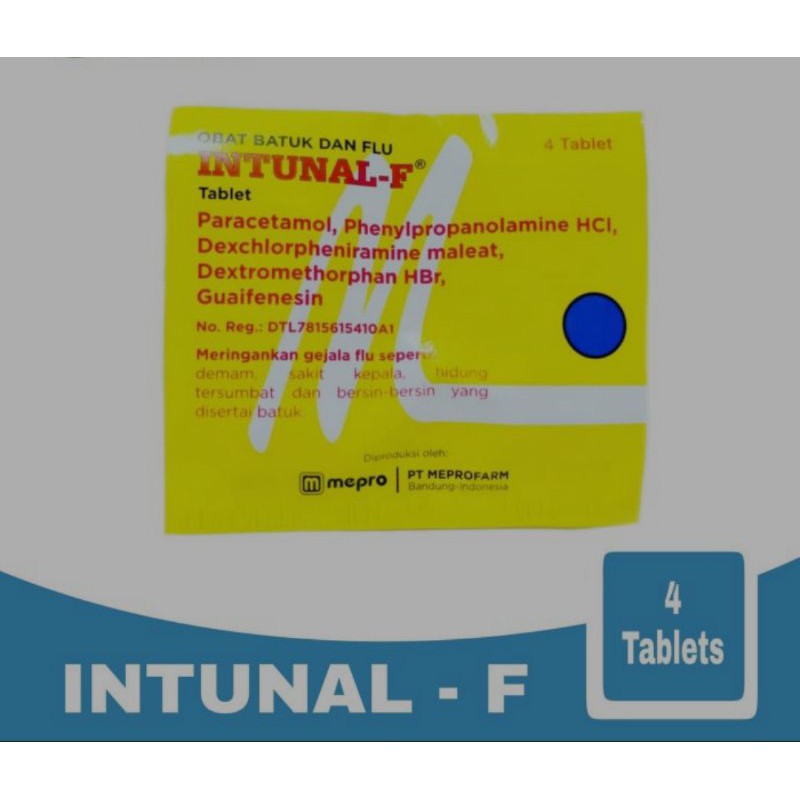 intunal f strip isi 4 tablet obat flu demam sakit kepala bersin hidung tersumbat