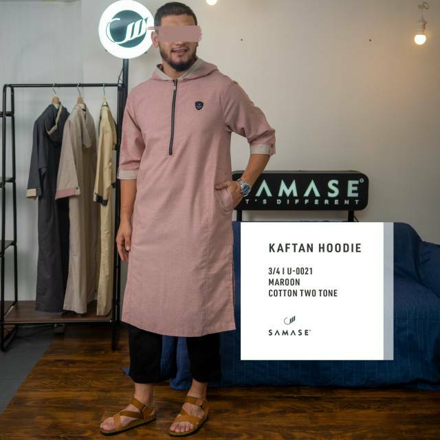 SAMASE KAFTAN HOODIE LENGAN 3/4 U-002 | MAROON