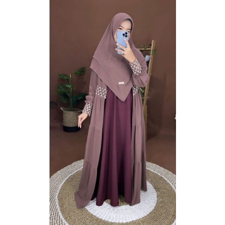 Gamis Lady Dhara By Aden Hijab Gamis wanita Muslimah Fine Wine Style 1