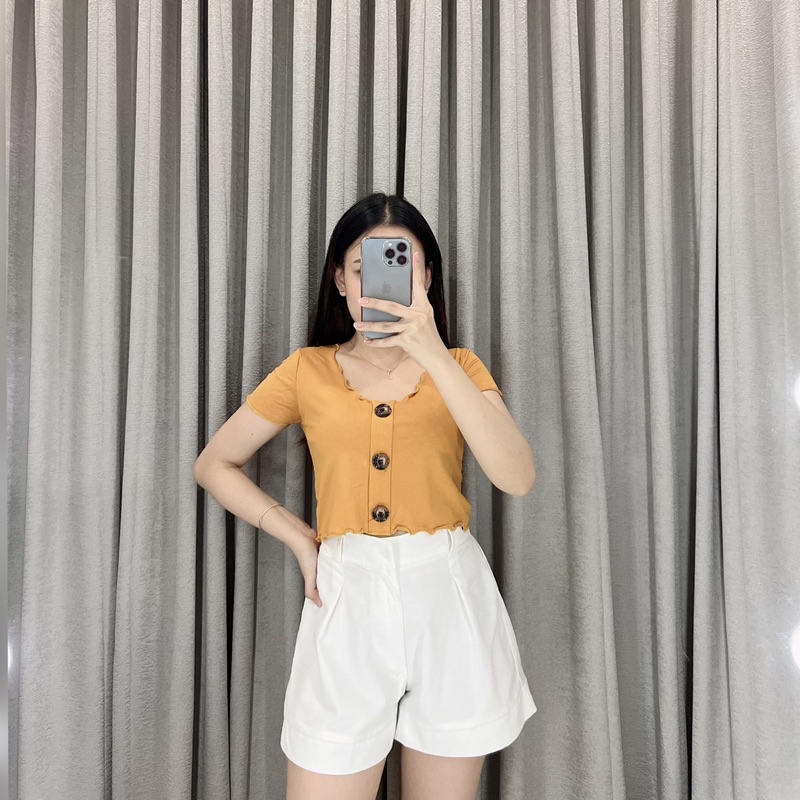 Yoan button crop top | Crop top kancing spdx | Atasan wanita crop