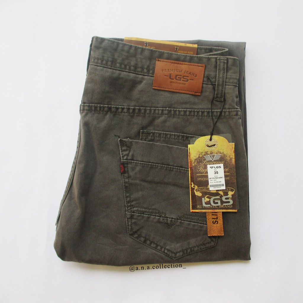 Celana Jeans LGS Premium / Celana LEGGS / Celana Jeans Abu-abu Coklat / Jeans Straight Cut