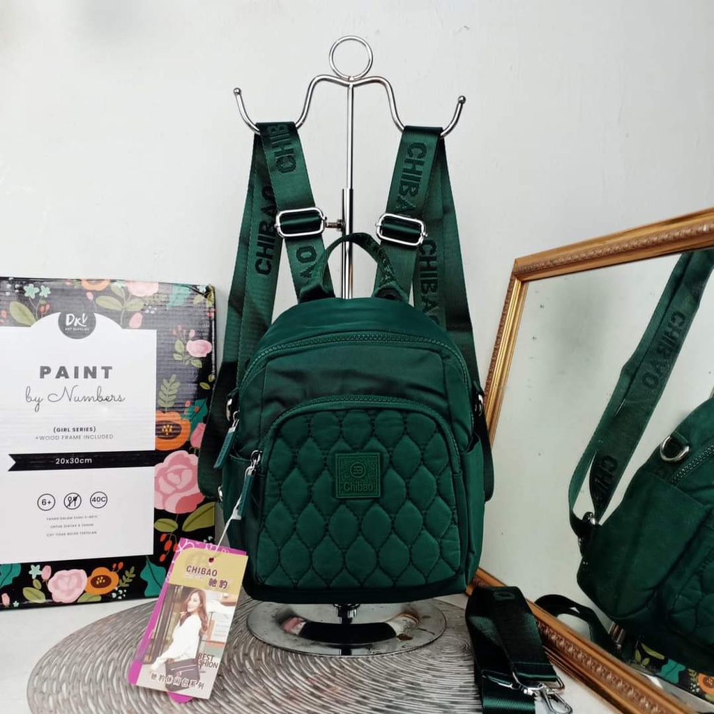 Tas Ransel Chibao 2030-AB size 25x10x21 cm. Tas Wanita Tas Ransel Wanita import Tas Chibao ORI Terbaru bahan kanvas halus BISA BAYAR DITEMPAT!!!!