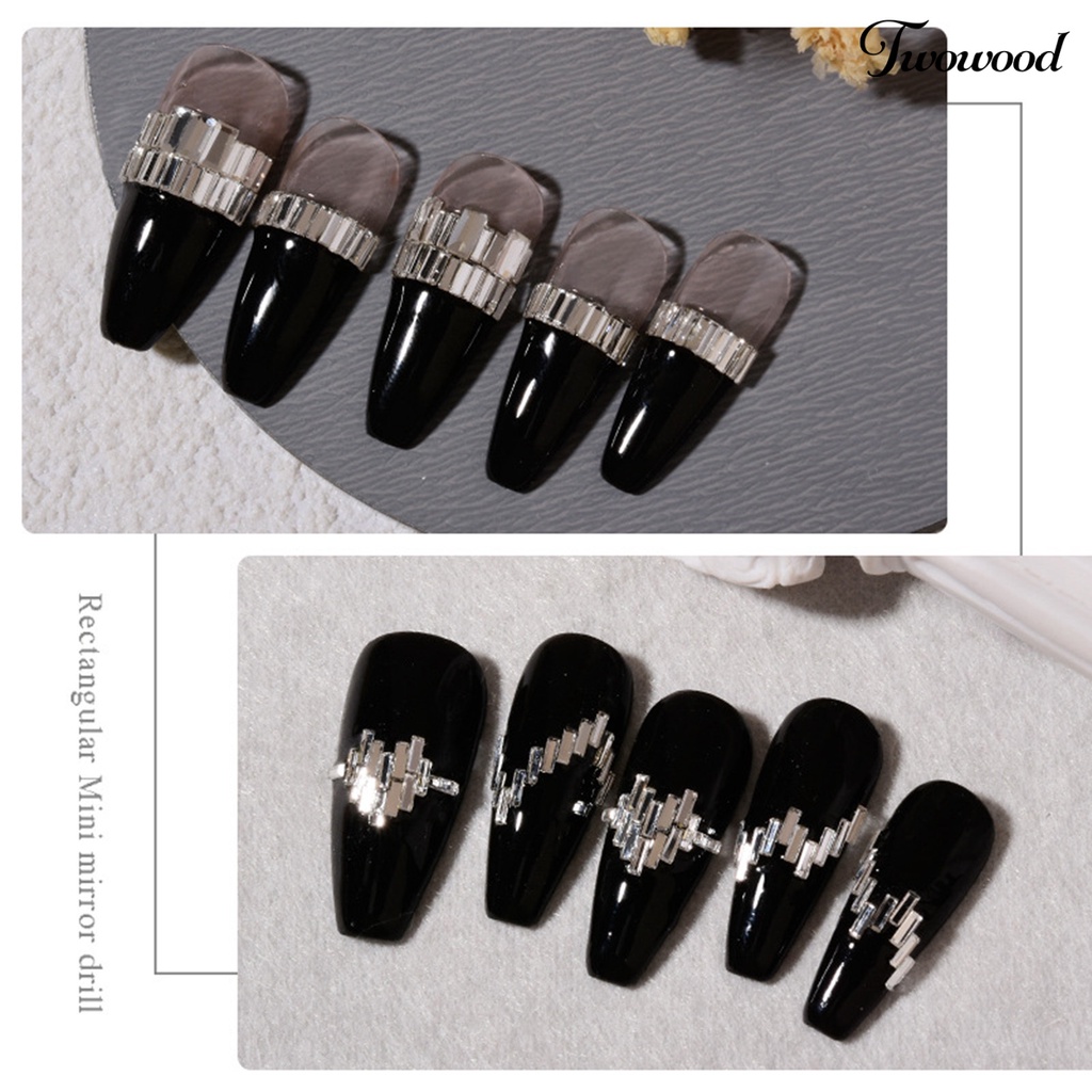 200 Pcs Ornamen Berlian Imitasi Bentuk Kotak Untuk Manicure Charms