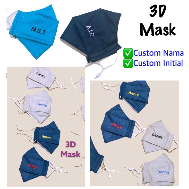 Fawn’G Handmade - Masker 3D Bordir Nama initial / Masker Kain custom