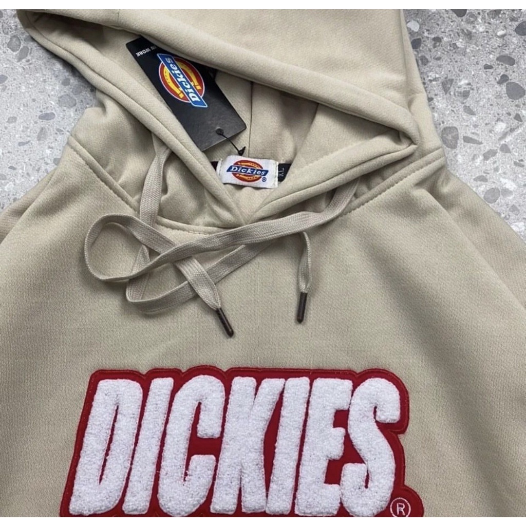 HOODIE DICKIES - TEXT BORDIR KREM MIRROR 1:1 ORIGINAL JAKET SWEATER PRIA