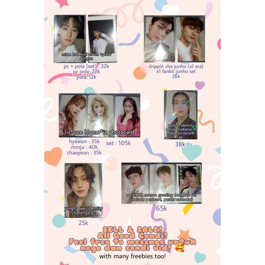 MIRAE Drippin X1 WEi IZ*ONE IZONE photocard / pc / polaroid / season greeting ; Yoo Dohyun Yoo Yongh