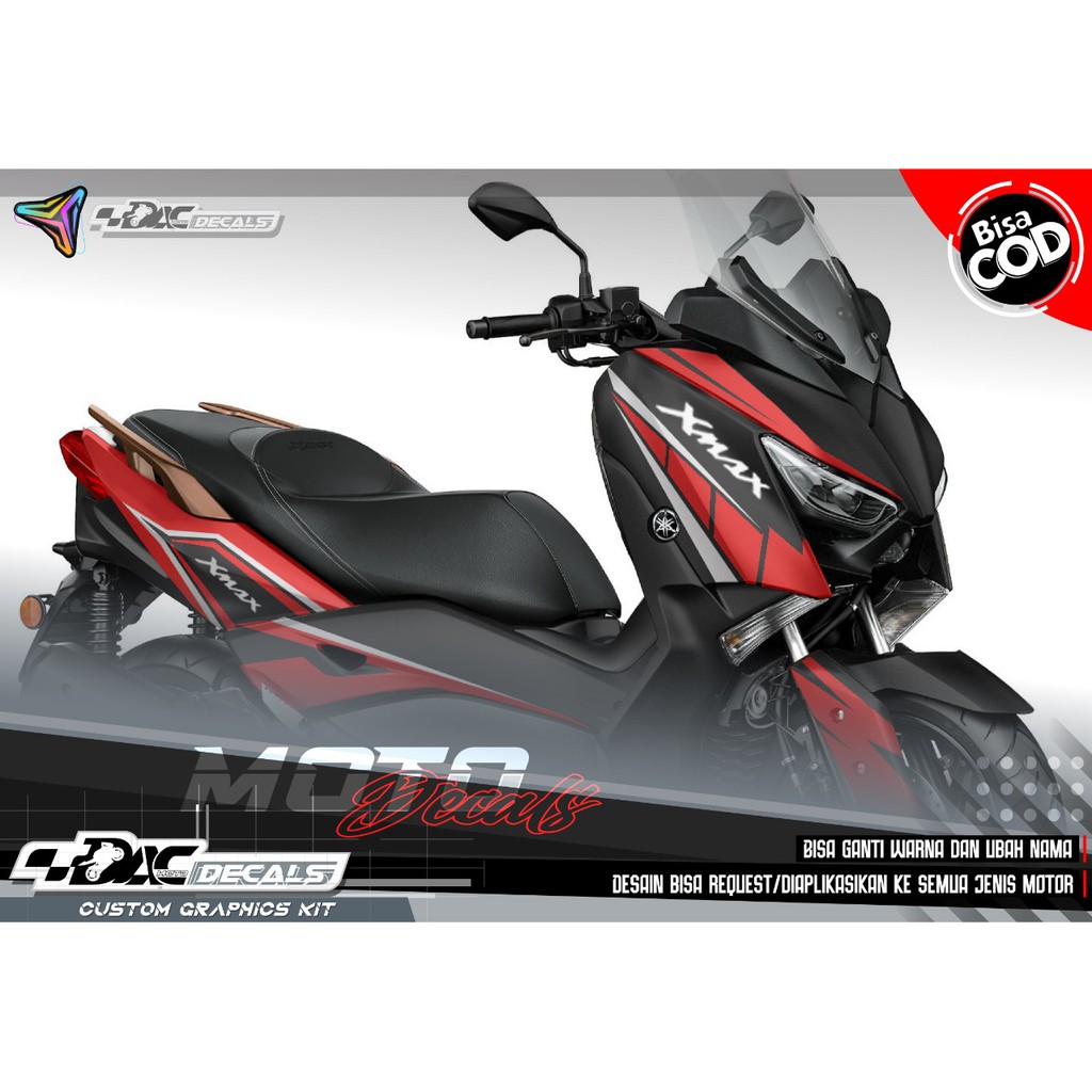 Sticker decal full body Yamaha XMAX hitam merah