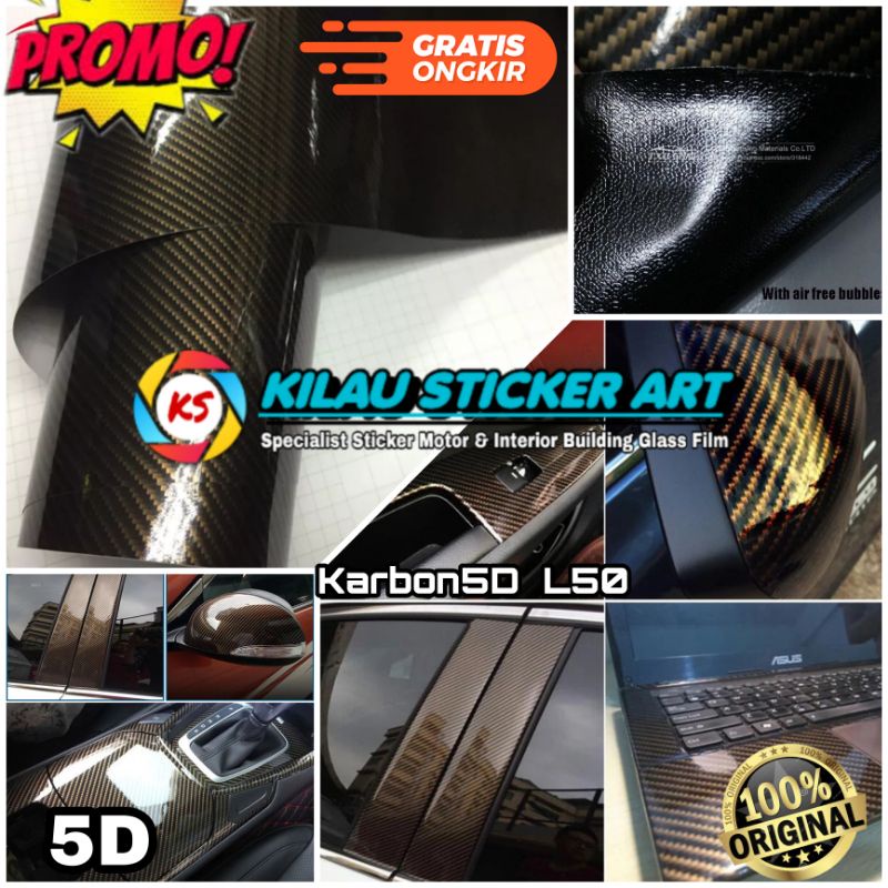 STIKER KARBON KEVLAR/5D STIKER SKOTLET MOTOR DAN MOBIL KARBON5D/KEVLAR
