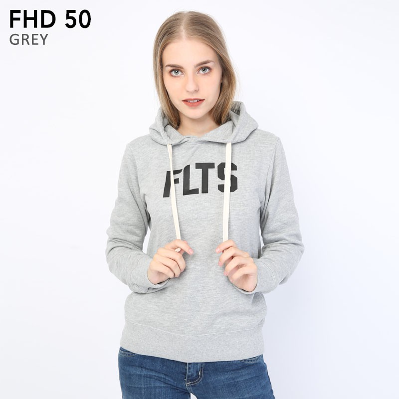 Feltics Hoodie Warna Abu-abu Polos Motif Central Logo FLTS
