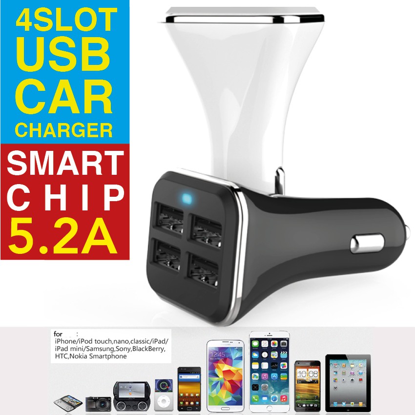 Smartfish Car Charger 4 Port Fast Charging Charger Mobil Kualitas Bagus