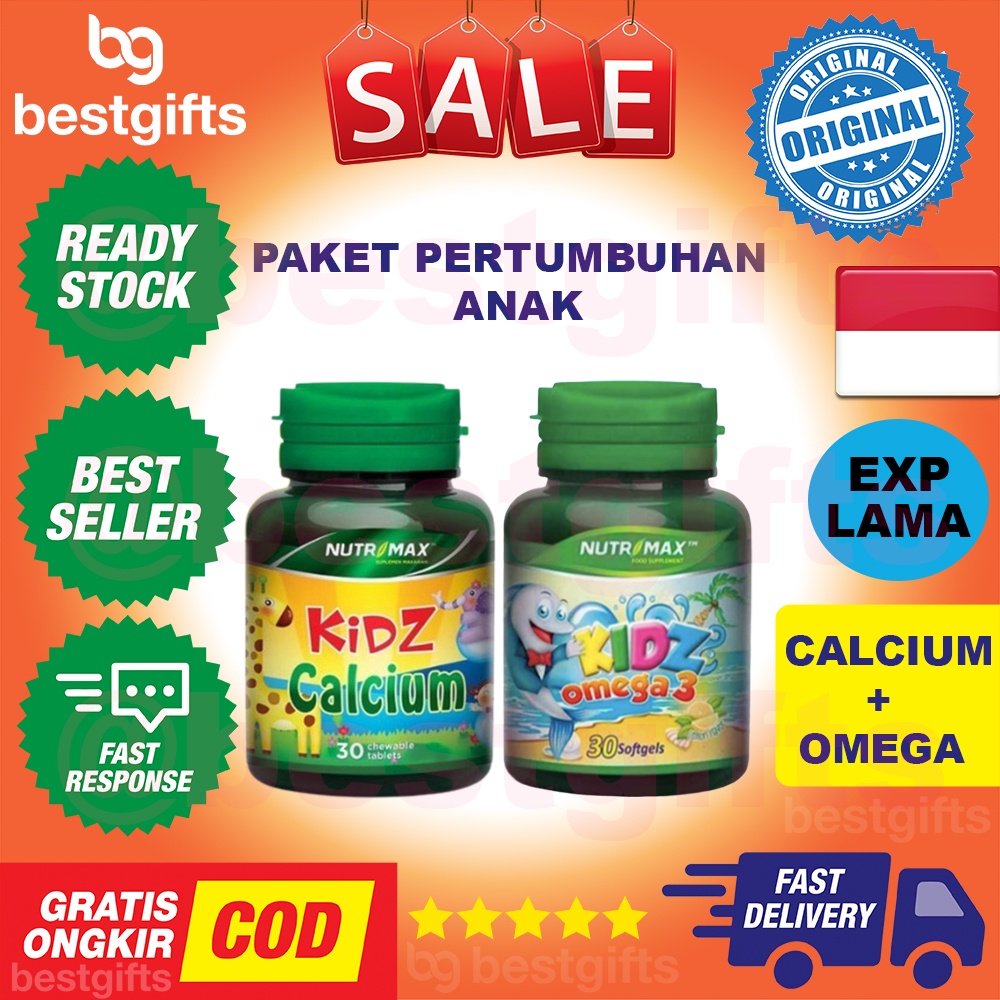 [PAKET BUNDLING] NUTRIMAX KIDZ CALCIUM 30 TABLET + NUTRIMAX KIDZ OMEGA 30 KAPSUL VITAMIN ANAK KIDS